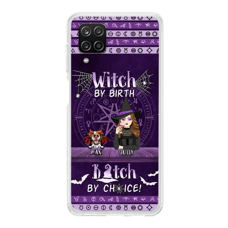 Personalized Witch Phone Case - Halloween Gift Idea for Witch Lovers/Pet Lovers - Up to 3 Dogs/Cats - Witch By Birth - Case For iPhone/Samsung