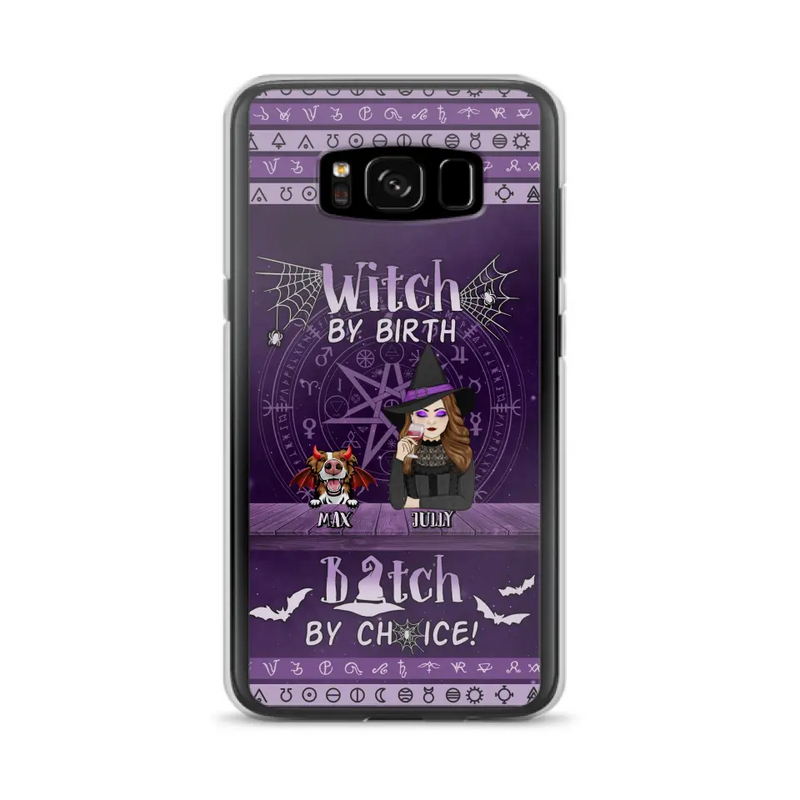 Personalized Witch Phone Case - Halloween Gift Idea for Witch Lovers/Pet Lovers - Up to 3 Dogs/Cats - Witch By Birth - Case For iPhone/Samsung