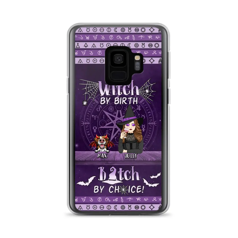 Personalized Witch Phone Case - Halloween Gift Idea for Witch Lovers/Pet Lovers - Up to 3 Dogs/Cats - Witch By Birth - Case For iPhone/Samsung