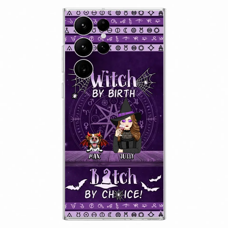 Personalized Witch Phone Case - Halloween Gift Idea for Witch Lovers/Pet Lovers - Up to 3 Dogs/Cats - Witch By Birth - Case For iPhone/Samsung