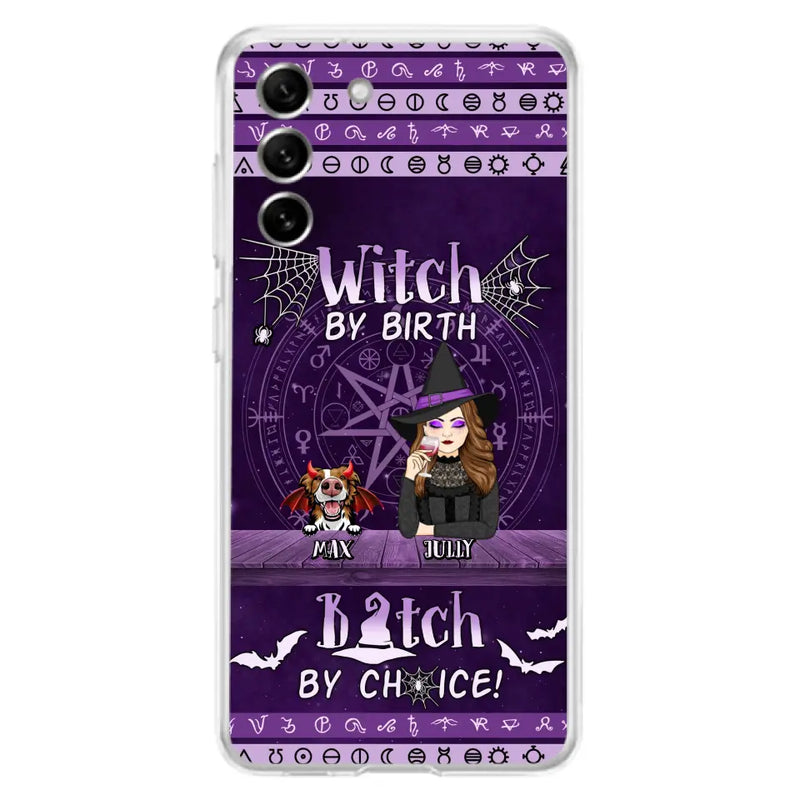 Personalized Witch Phone Case - Halloween Gift Idea for Witch Lovers/Pet Lovers - Up to 3 Dogs/Cats - Witch By Birth - Case For iPhone/Samsung