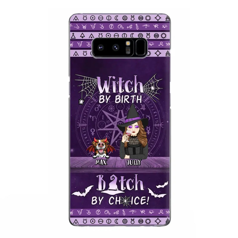 Personalized Witch Phone Case - Halloween Gift Idea for Witch Lovers/Pet Lovers - Up to 3 Dogs/Cats - Witch By Birth - Case For iPhone/Samsung