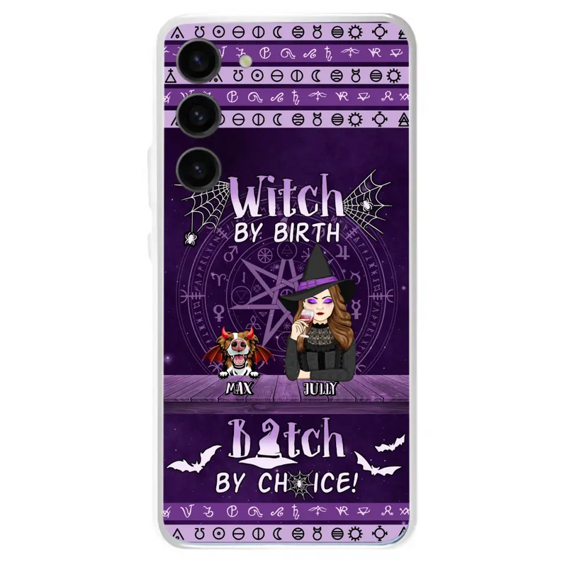 Personalized Witch Phone Case - Halloween Gift Idea for Witch Lovers/Pet Lovers - Up to 3 Dogs/Cats - Witch By Birth - Case For iPhone/Samsung