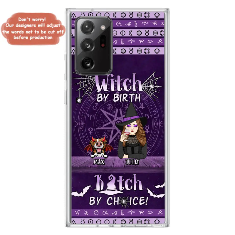 Personalized Witch Phone Case - Halloween Gift Idea for Witch Lovers/Pet Lovers - Up to 3 Dogs/Cats - Witch By Birth - Case For iPhone/Samsung