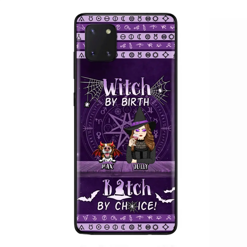 Personalized Witch Phone Case - Halloween Gift Idea for Witch Lovers/Pet Lovers - Up to 3 Dogs/Cats - Witch By Birth - Case For iPhone/Samsung