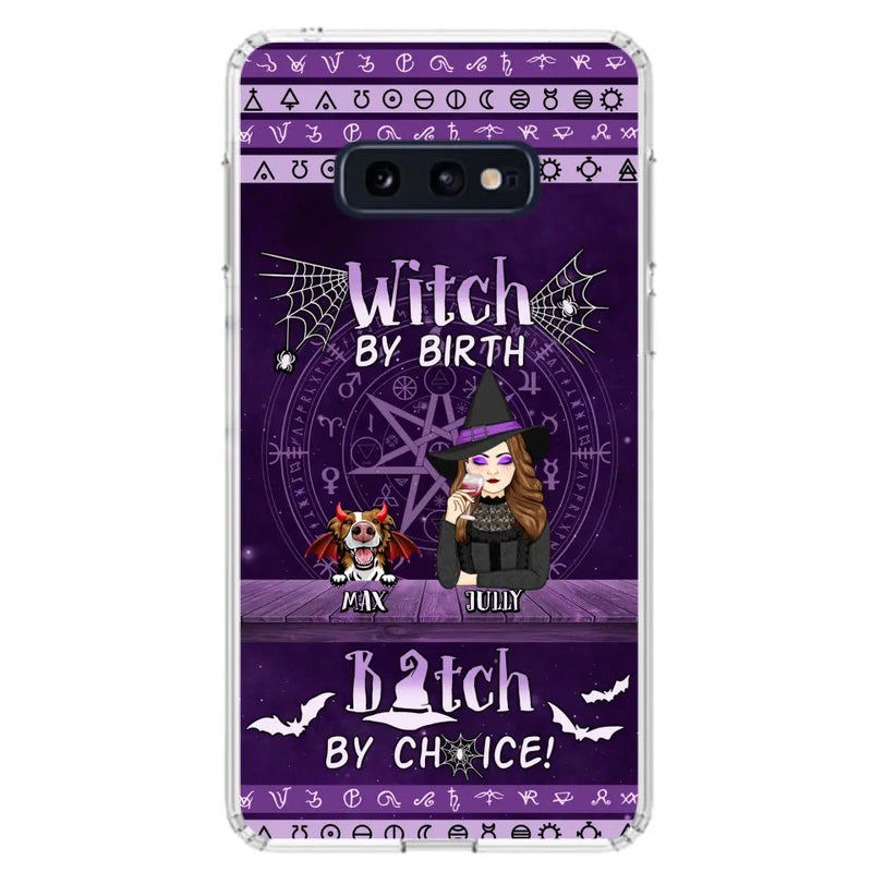 Personalized Witch Phone Case - Halloween Gift Idea for Witch Lovers/Pet Lovers - Up to 3 Dogs/Cats - Witch By Birth - Case For iPhone/Samsung