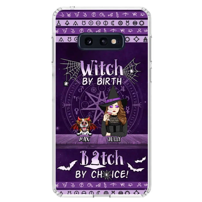 Custom Personalized Witch Phone Case - Halloween Gift Idea for Witch Lovers/Pet Lovers - Upto 3 Dogs/Cats - Witch By Birth - Case For iPhone/Samsung