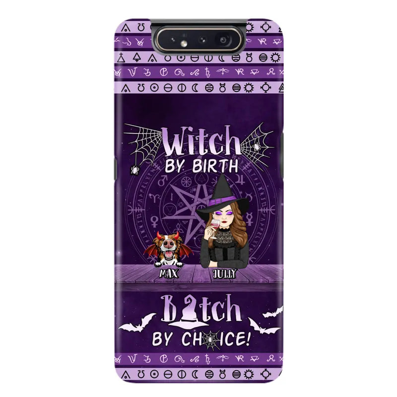 Personalized Witch Phone Case - Halloween Gift Idea for Witch Lovers/Pet Lovers - Up to 3 Dogs/Cats - Witch By Birth - Case For iPhone/Samsung