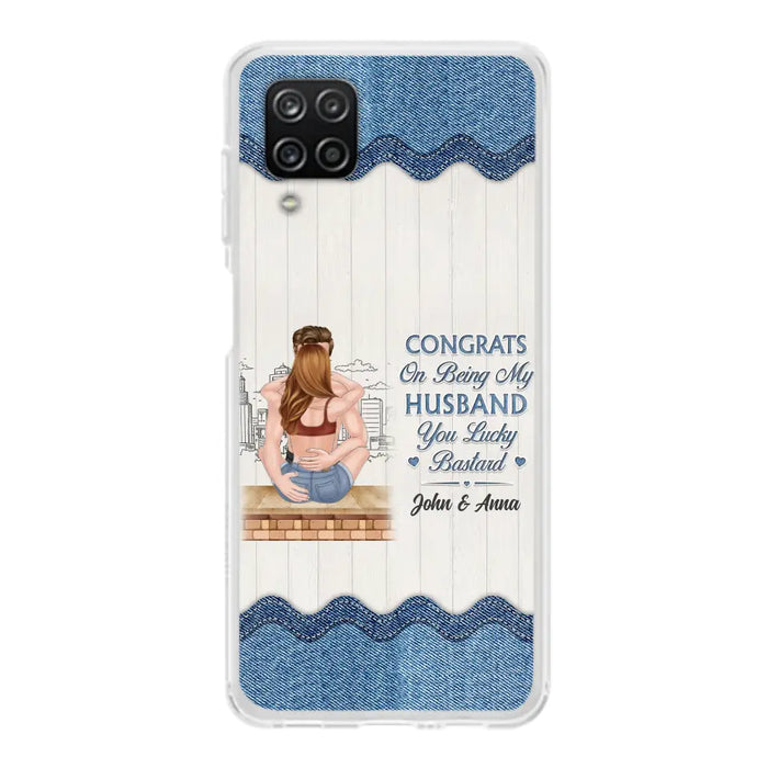 Custom Personalized Couple Phone Case - Gift Idea For Couple/Valentines Day - Congrats On Being My Husband You Lucky Bastard - Case For iPhone/Samsung