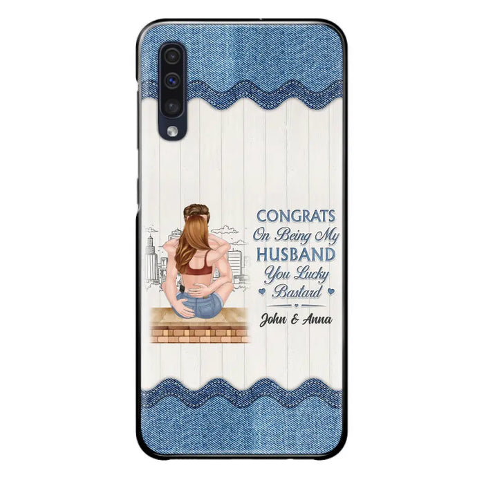 Custom Personalized Couple Phone Case - Gift Idea For Couple/Valentines Day - Congrats On Being My Husband You Lucky Bastard - Case For iPhone/Samsung