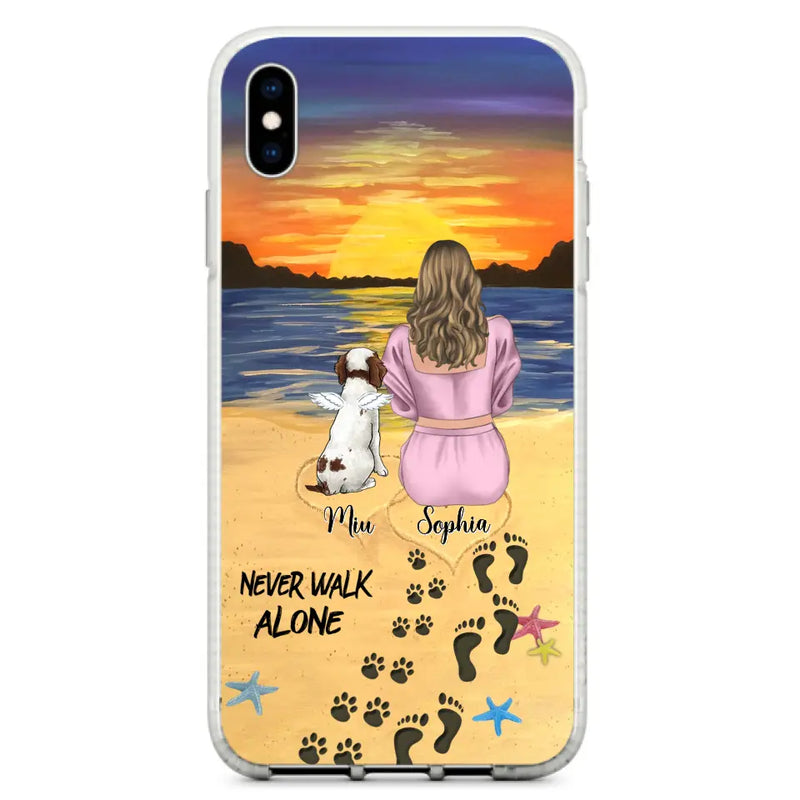 Personalized Memorial Dog Mom Phone Case - Up to 3 Dogs - Memorial Gift Idea for Dog Owners - Never Walk Alone - Case for iPhone/Samsung