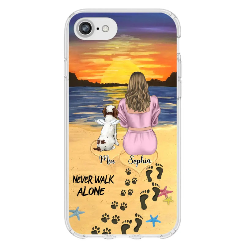 Personalized Memorial Dog Mom Phone Case - Up to 3 Dogs - Memorial Gift Idea for Dog Owners - Never Walk Alone - Case for iPhone/Samsung