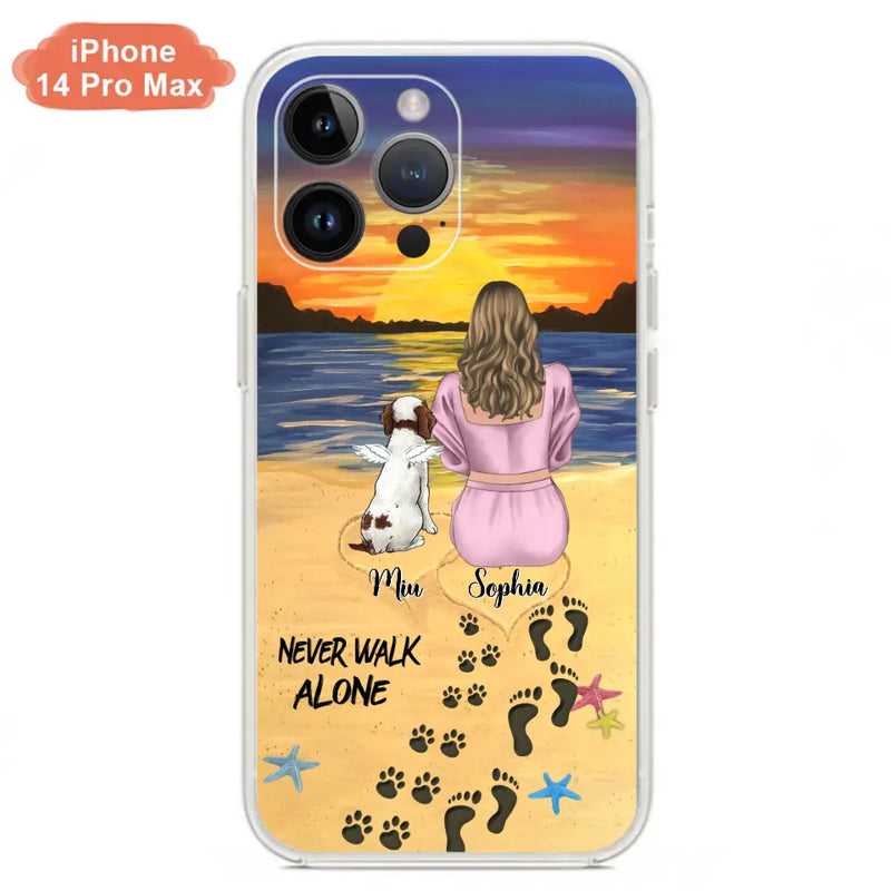 Personalized Memorial Dog Mom Phone Case - Up to 3 Dogs - Memorial Gift Idea for Dog Owners - Never Walk Alone - Case for iPhone/Samsung