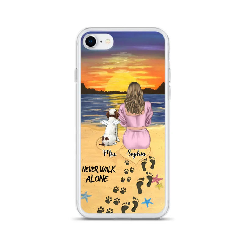 Personalized Memorial Dog Mom Phone Case - Up to 3 Dogs - Memorial Gift Idea for Dog Owners - Never Walk Alone - Case for iPhone/Samsung