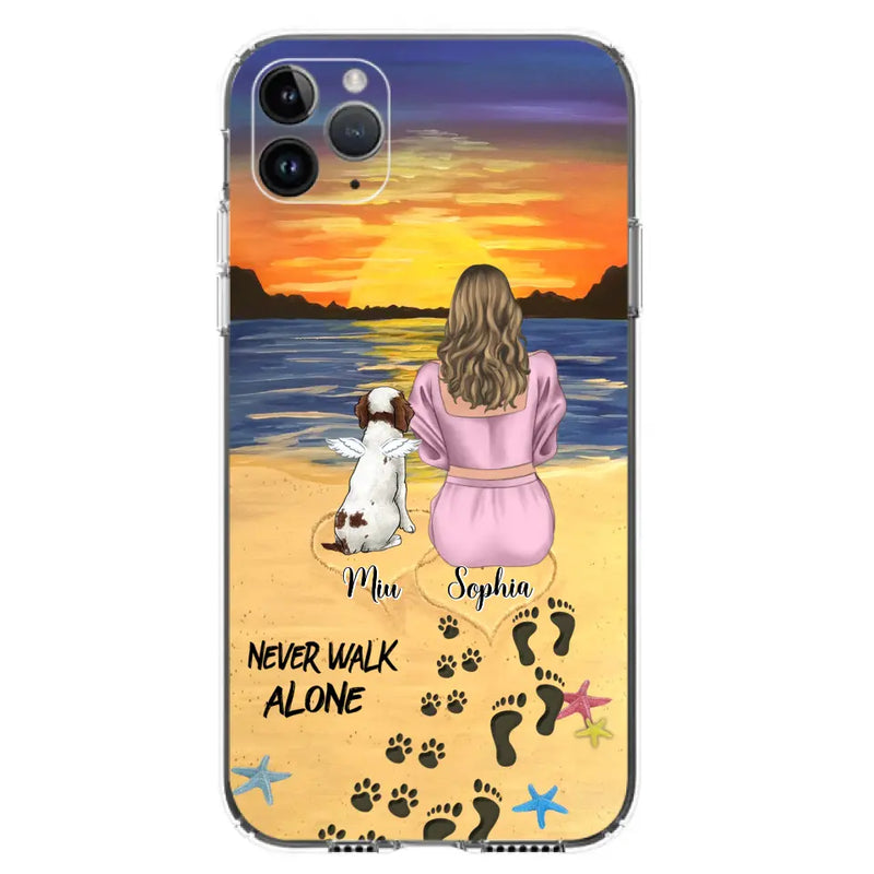 Personalized Memorial Dog Mom Phone Case - Up to 3 Dogs - Memorial Gift Idea for Dog Owners - Never Walk Alone - Case for iPhone/Samsung