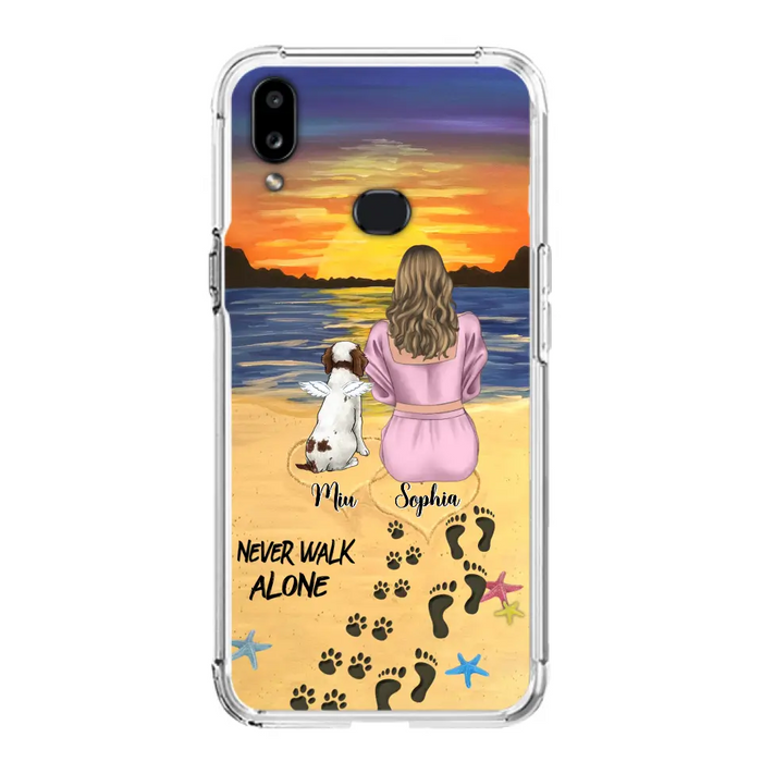 Custom Personalized Memorial Dog Mom Phone Case - Upto 3 Dogs - Memorial Gift Idea for Dog Owners - Never Walk Alone - Case for iPhone/Samsung