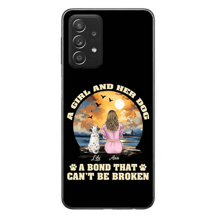 Custom Personalized Dog Mom Phone Case - Upto 4 Dogs - Gift Idea for Dog Owners - Case For iPhone/ Samsung - A Girl And Her Dog A Bond That Can't Be Broken