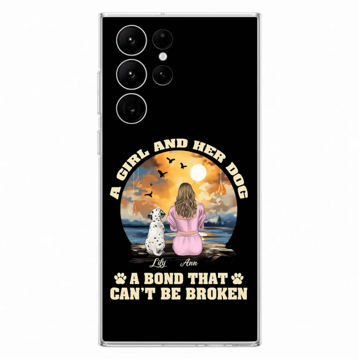 Custom Personalized Dog Mom Phone Case - Upto 4 Dogs - Gift Idea for Dog Owners - Case For iPhone/ Samsung - A Girl And Her Dog A Bond That Can't Be Broken