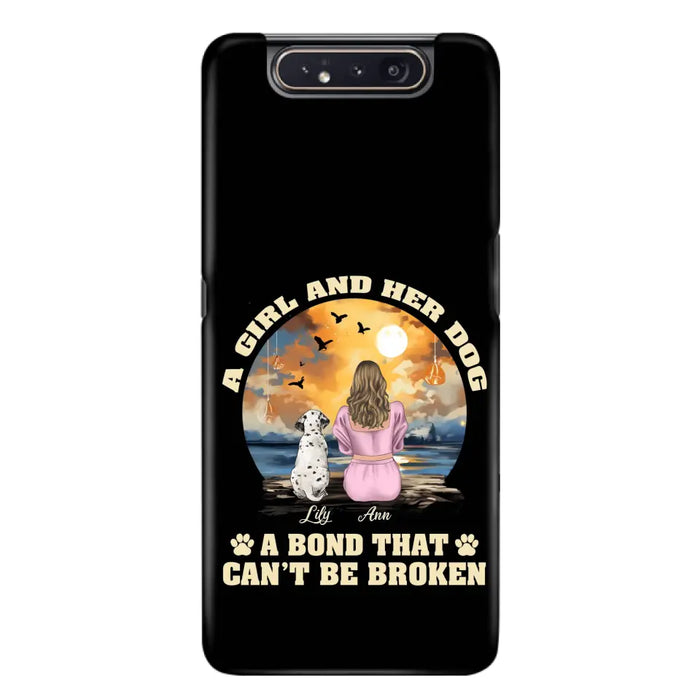 Custom Personalized Dog Mom Phone Case - Upto 4 Dogs - Gift Idea for Dog Owners - Case For iPhone/ Samsung - A Girl And Her Dog A Bond That Can't Be Broken