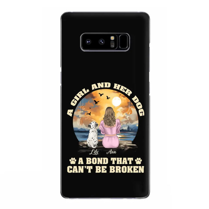 Custom Personalized Dog Mom Phone Case - Upto 4 Dogs - Gift Idea for Dog Owners - Case For iPhone/ Samsung - A Girl And Her Dog A Bond That Can't Be Broken