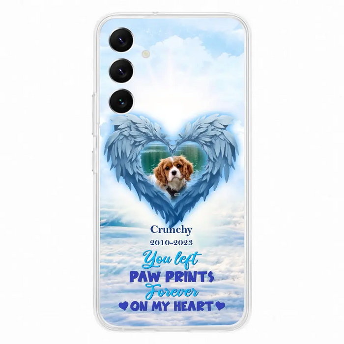 Custom Personalized Memorial Photo Phone Case - Memorial Gift Idea for Pet Owners - You Left Paw Prints Forever On My Heart - Case for iPhone/Samsung