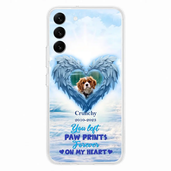 Custom Personalized Memorial Photo Phone Case - Memorial Gift Idea for Pet Owners - You Left Paw Prints Forever On My Heart - Case for iPhone/Samsung