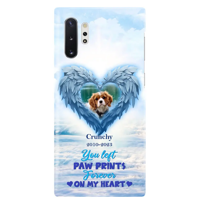 Custom Personalized Memorial Photo Phone Case - Memorial Gift Idea for Pet Owners - You Left Paw Prints Forever On My Heart - Case for iPhone/Samsung