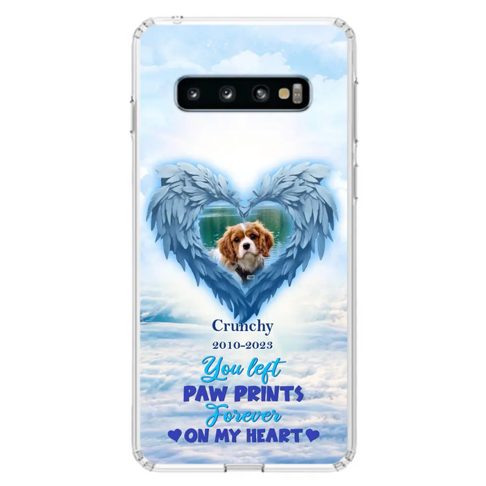 Custom Personalized Memorial Photo Phone Case - Memorial Gift Idea for Pet Owners - You Left Paw Prints Forever On My Heart - Case for iPhone/Samsung