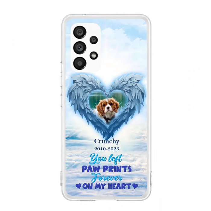 Custom Personalized Memorial Photo Phone Case - Memorial Gift Idea for Pet Owners - You Left Paw Prints Forever On My Heart - Case for iPhone/Samsung