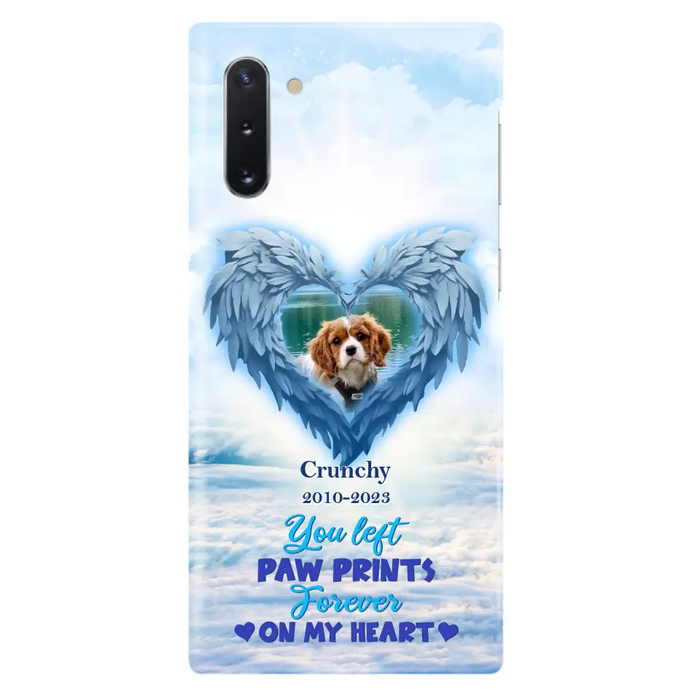 Custom Personalized Memorial Photo Phone Case - Memorial Gift Idea for Pet Owners - You Left Paw Prints Forever On My Heart - Case for iPhone/Samsung