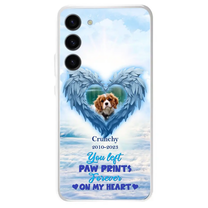 Custom Personalized Memorial Photo Phone Case - Memorial Gift Idea for Pet Owners - You Left Paw Prints Forever On My Heart - Case for iPhone/Samsung