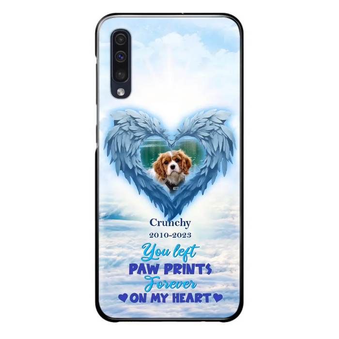 Custom Personalized Memorial Photo Phone Case - Memorial Gift Idea for Pet Owners - You Left Paw Prints Forever On My Heart - Case for iPhone/Samsung