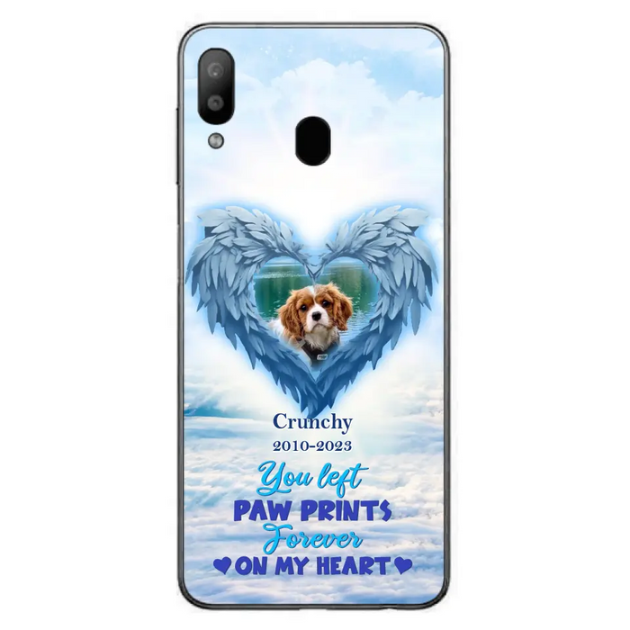 Custom Personalized Memorial Photo Phone Case - Memorial Gift Idea for Pet Owners - You Left Paw Prints Forever On My Heart - Case for iPhone/Samsung