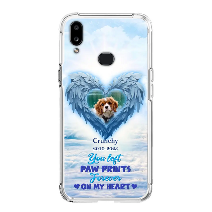 Custom Personalized Memorial Photo Phone Case - Memorial Gift Idea for Pet Owners - You Left Paw Prints Forever On My Heart - Case for iPhone/Samsung