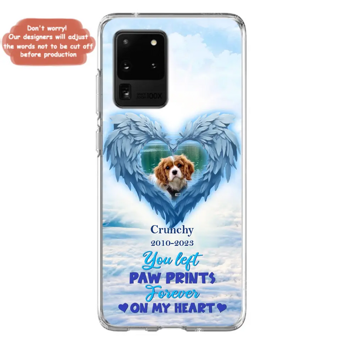 Custom Personalized Memorial Photo Phone Case - Memorial Gift Idea for Pet Owners - You Left Paw Prints Forever On My Heart - Case for iPhone/Samsung