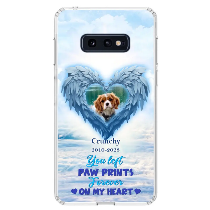 Custom Personalized Memorial Photo Phone Case - Memorial Gift Idea for Pet Owners - You Left Paw Prints Forever On My Heart - Case for iPhone/Samsung