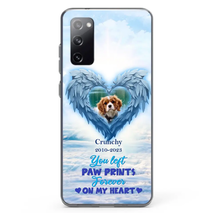 Custom Personalized Memorial Photo Phone Case - Memorial Gift Idea for Pet Owners - You Left Paw Prints Forever On My Heart - Case for iPhone/Samsung