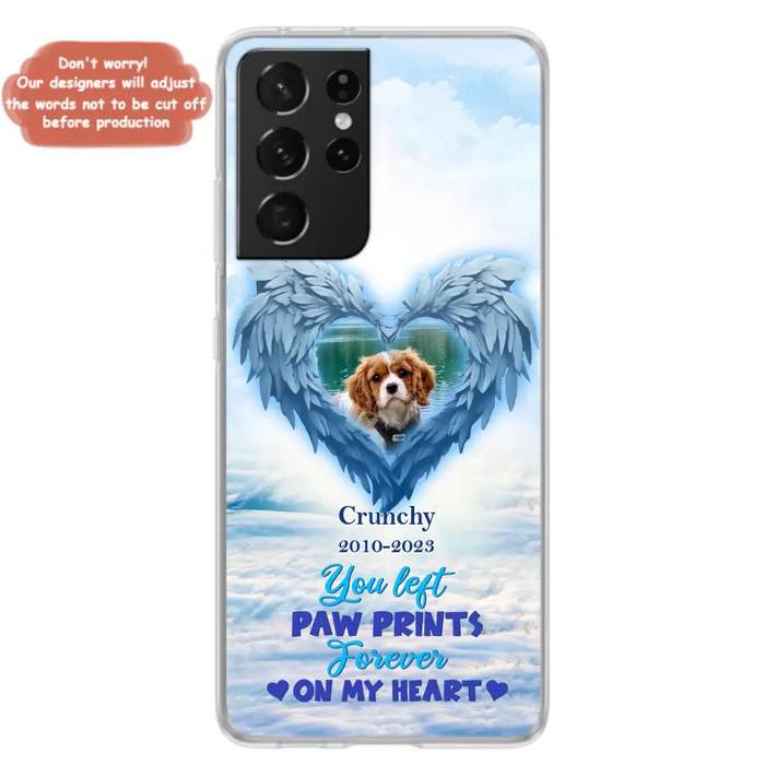 Custom Personalized Memorial Photo Phone Case - Memorial Gift Idea for Pet Owners - You Left Paw Prints Forever On My Heart - Case for iPhone/Samsung