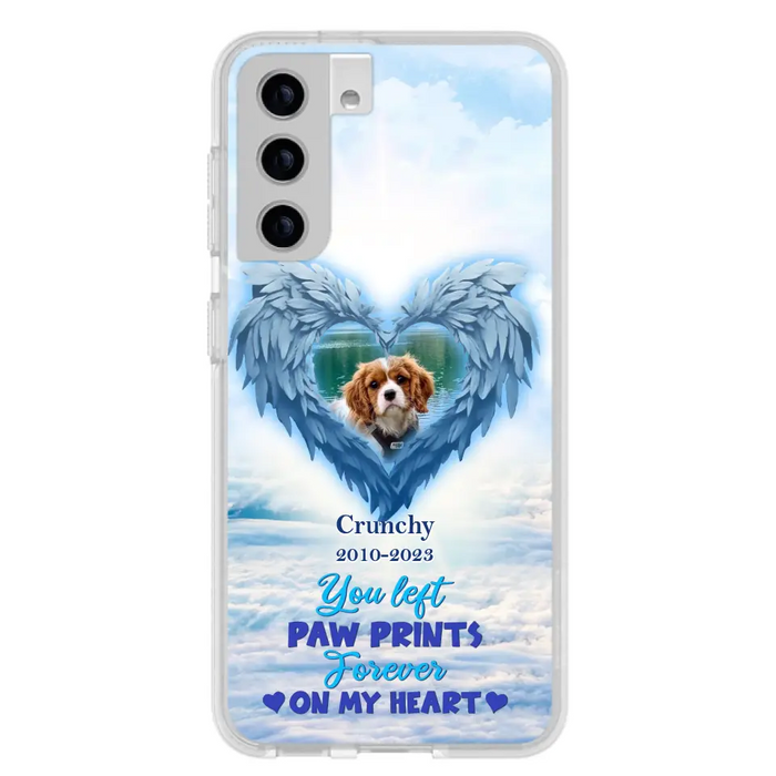 Custom Personalized Memorial Photo Phone Case - Memorial Gift Idea for Pet Owners - You Left Paw Prints Forever On My Heart - Case for iPhone/Samsung