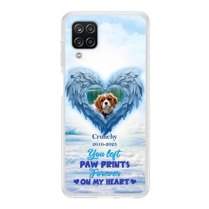 Custom Personalized Memorial Photo Phone Case - Memorial Gift Idea for Pet Owners - You Left Paw Prints Forever On My Heart - Case for iPhone/Samsung