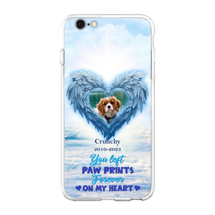 Custom Personalized Memorial Photo Phone Case - Memorial Gift Idea for Pet Owners - You Left Paw Prints Forever On My Heart - Case for iPhone/Samsung