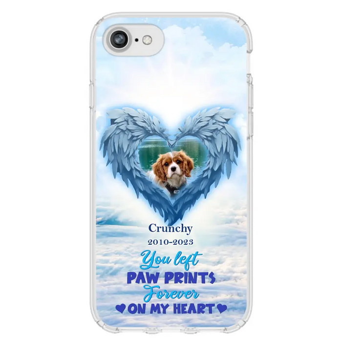 Custom Personalized Memorial Photo Phone Case - Memorial Gift Idea for Pet Owners - You Left Paw Prints Forever On My Heart - Case for iPhone/Samsung