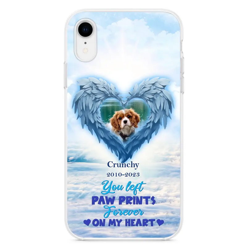 Custom Personalized Memorial Photo Phone Case - Memorial Gift Idea for Pet Owners - You Left Paw Prints Forever On My Heart - Case for iPhone/Samsung