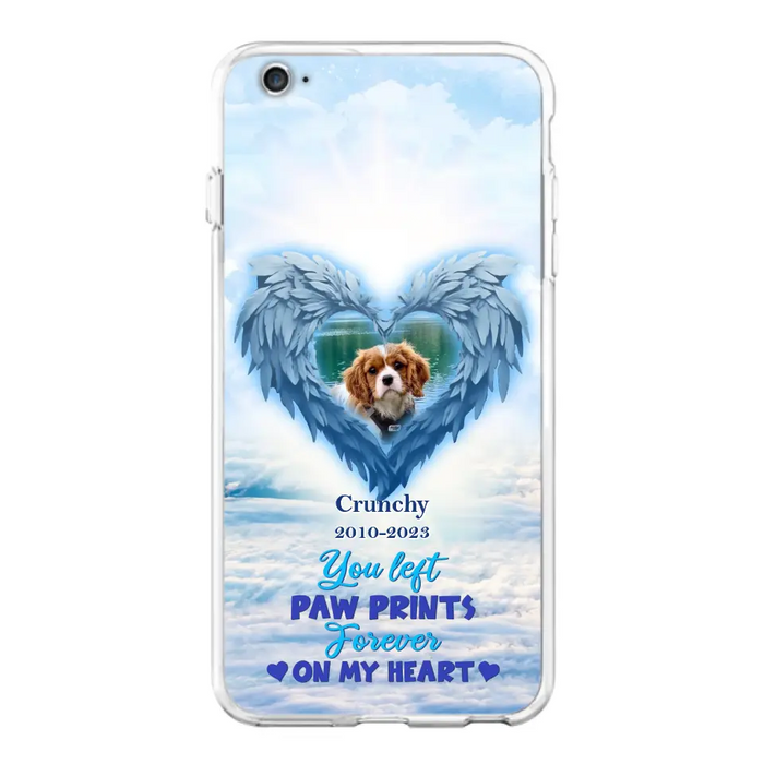 Custom Personalized Memorial Photo Phone Case - Memorial Gift Idea for Pet Owners - You Left Paw Prints Forever On My Heart - Case for iPhone/Samsung