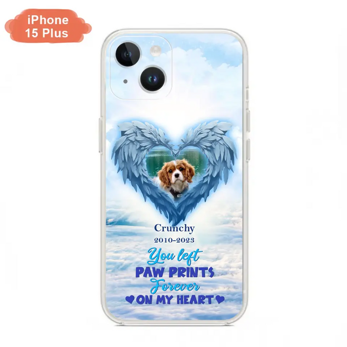 Custom Personalized Memorial Photo Phone Case - Memorial Gift Idea for Pet Owners - You Left Paw Prints Forever On My Heart - Case for iPhone/Samsung