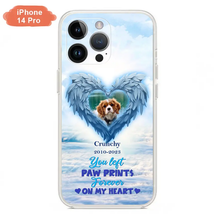 Custom Personalized Memorial Photo Phone Case - Memorial Gift Idea for Pet Owners - You Left Paw Prints Forever On My Heart - Case for iPhone/Samsung