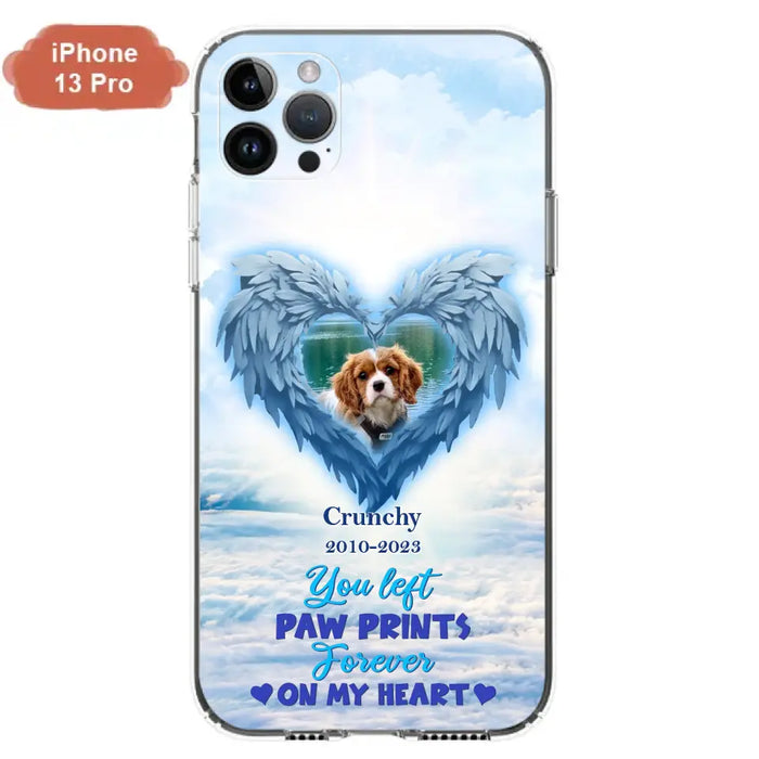 Custom Personalized Memorial Photo Phone Case - Memorial Gift Idea for Pet Owners - You Left Paw Prints Forever On My Heart - Case for iPhone/Samsung