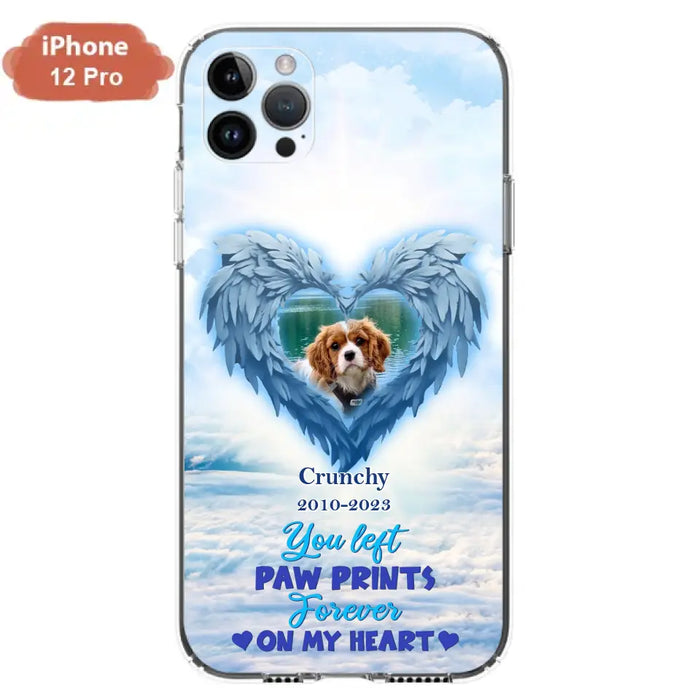 Custom Personalized Memorial Photo Phone Case - Memorial Gift Idea for Pet Owners - You Left Paw Prints Forever On My Heart - Case for iPhone/Samsung