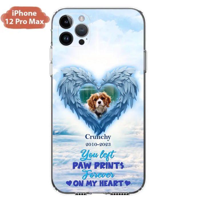 Custom Personalized Memorial Photo Phone Case - Memorial Gift Idea for Pet Owners - You Left Paw Prints Forever On My Heart - Case for iPhone/Samsung