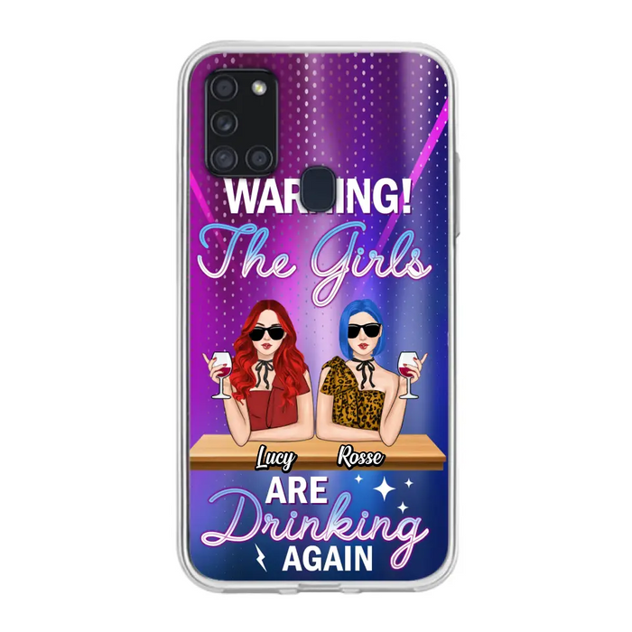 Personalized Besties Phone Case - Gift Idea For Friends/Besties - Upto 4 Girls - Warning The Girls Are Drinking Again - Case For iPhone/Samsung